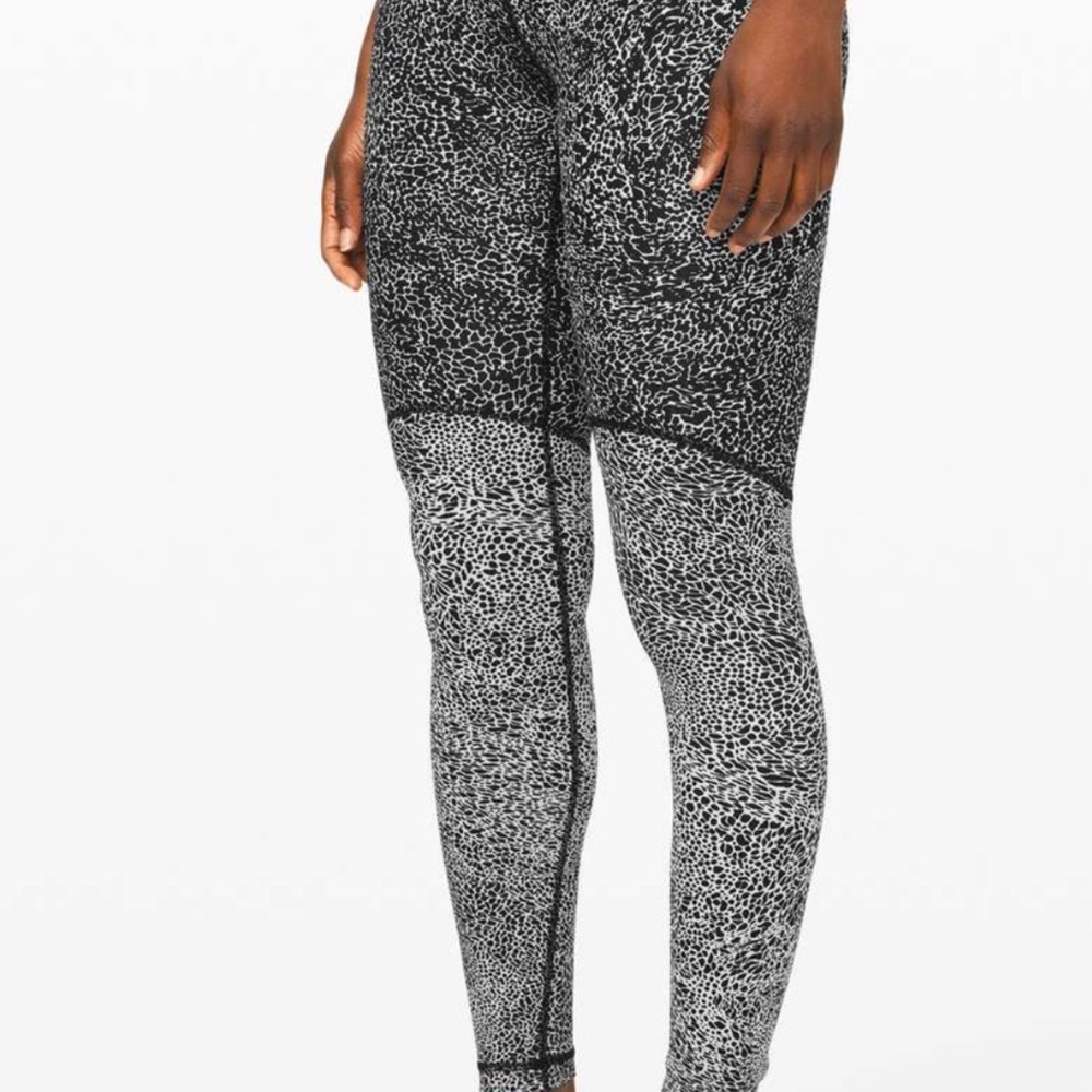 lululemon Wunder Under High Rise Black and Gray Leggings